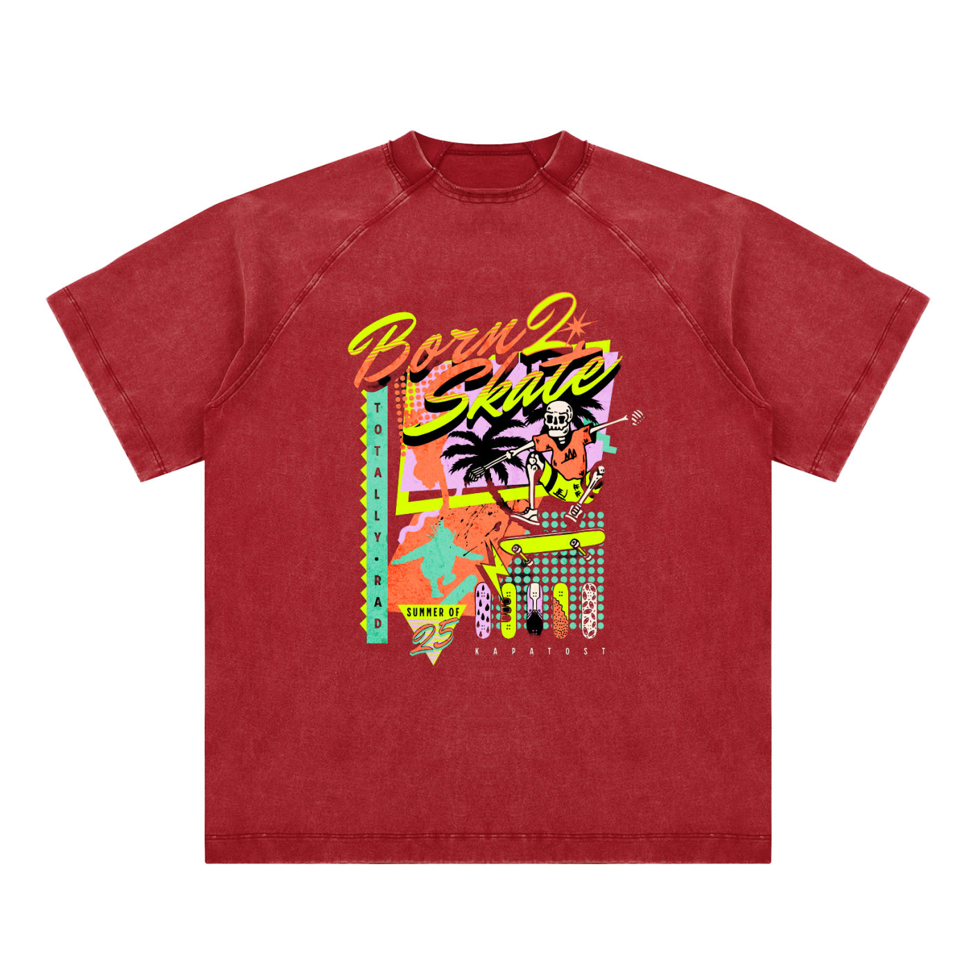 Vintage Washed Raglan Cotton T-Shirt