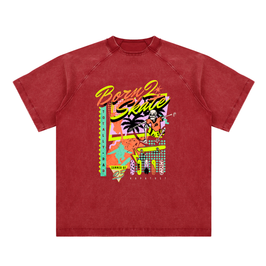Vintage Washed Raglan Cotton T-Shirt