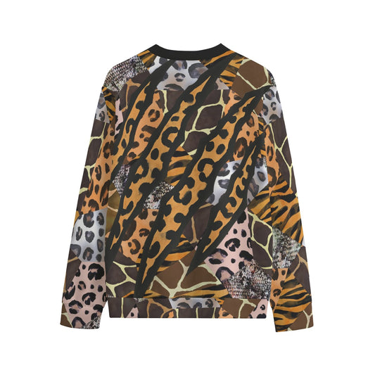Felpa girocollo con stampa animalier