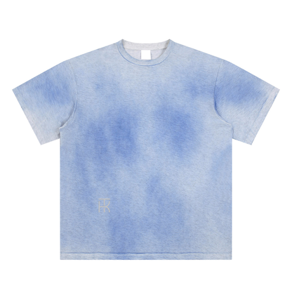 T-shirt dipinta a mano con effetto sbiadito dal sole